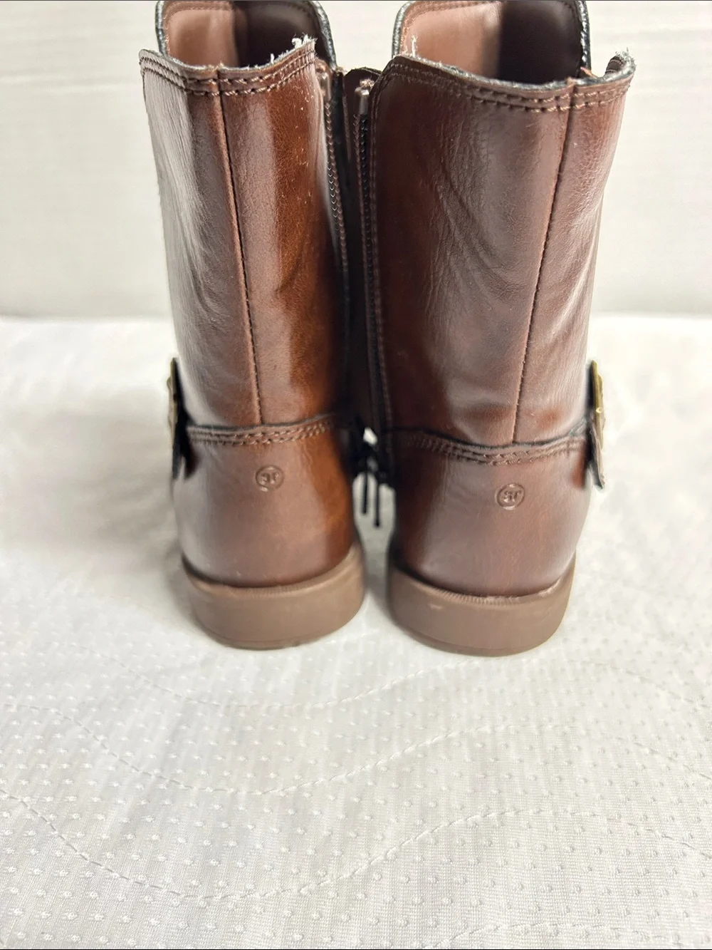 Stride Rite Brown Girls Leather Mid-Calf Boots with Buckle